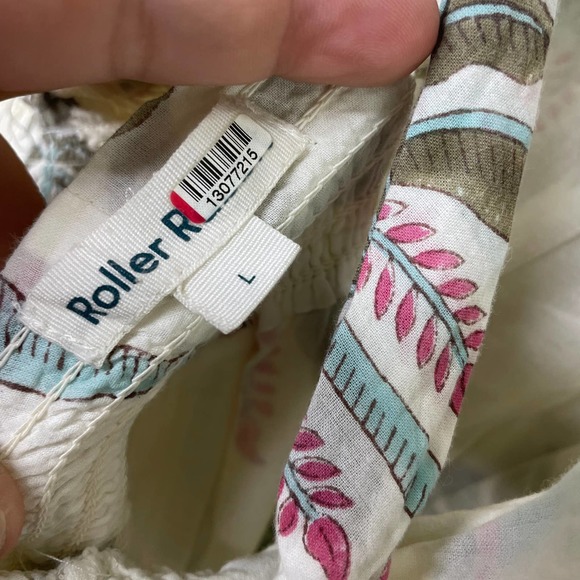 Roller Rabbit Large Morjim Palm Emanelle Jumpsuit White 100% Cotton Sleeveless - Picture 9 of 11